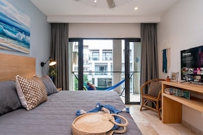 Feel at home in a stylish bedroom w/ hammock in the balcony.