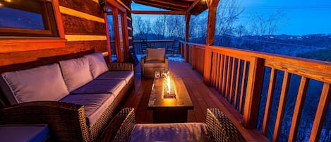 Enjoy the warmth of a propane Fire Pit on the rear deck in the cool evenings. 