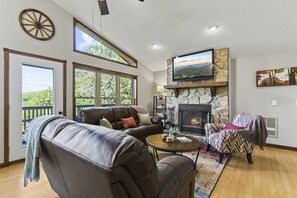 Light a fire, check out some channels, and snuggle up in our beautifully designed living room with plenty of seating.