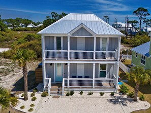 Ocean Mist with shared pool & pickleball courts, bay access across the street, deeded beach access (less than 100 yards), and partial water views