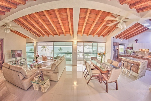 Living room with views of the bay