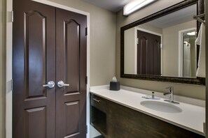 Get ready for your day in the lovely bathroom.