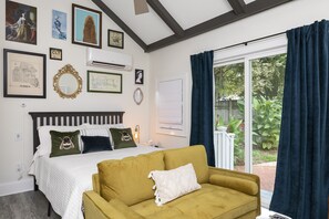 Comfy couch to sit back and relax and queen size bed for quality sleep! 