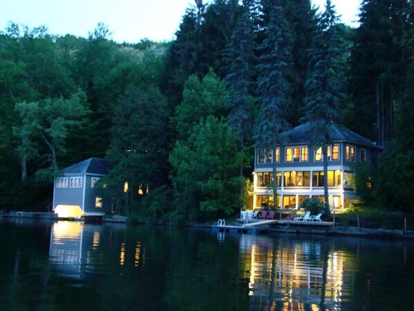 Boathouse on left + Lodge on right = Adirondack Waterfront Compound