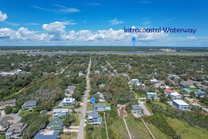Aerial view looking North with the intracoastal waterway in the distance