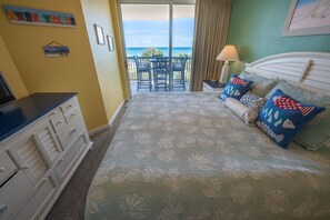 King Bed in Main Bedroom with View of the Ocean!