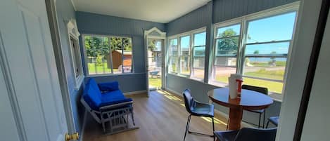 enclosed porch with a view.