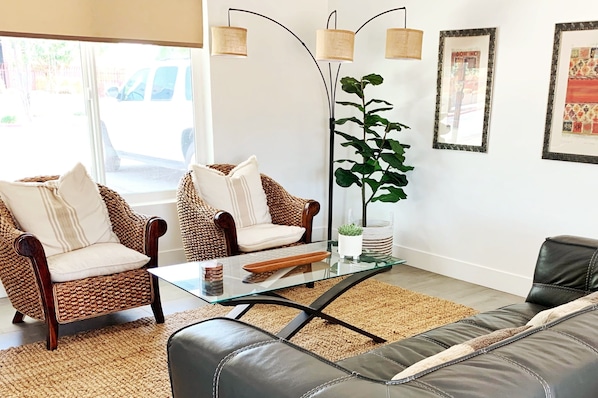 The living room boasts a great view of GCU's north campus and entrance.