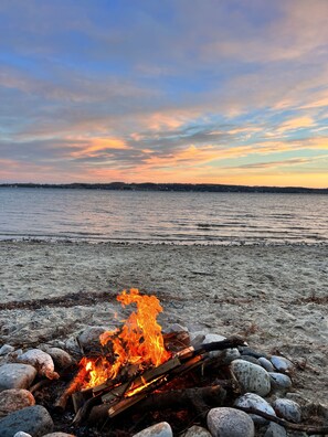 Campfire by the beach (depends on water level)