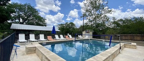 Private pool with volleyball net