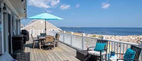 The wrap-around deck is perfect for relaxing to the sound of the waves and watching the beautiful ocean.