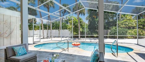 Overview of the backyard and swimming pool....enjoy a dip anytime without a crowd!