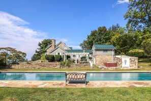 View across pool back to the Derry House