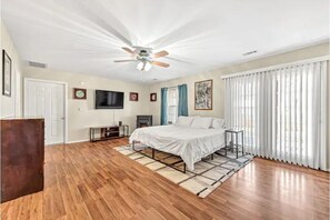 Our downstairs master bedroom offers another king sized bed.