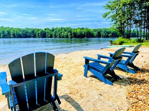 120 Foot Private Beach! You will love the 160+ feet of lakefront shoreline with a gently sloped naturally sandy lake bottom, and warm freshwater.