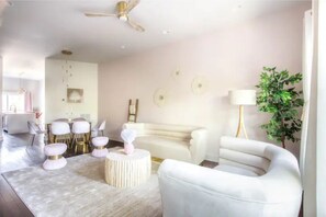 Plenty of natural light in the living room and kitchen area!