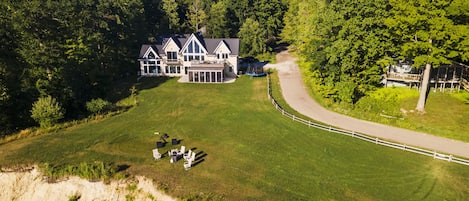 Drone view of the property on the bluff.