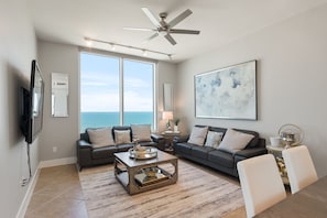 Ocean views through the living room area!