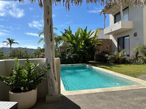 Pool and private backyard