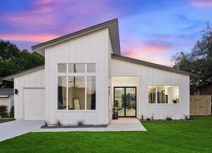 Clean and crisp front entrance.