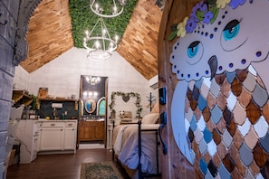 Enter the chapel to find an enchanting, custom made interior.