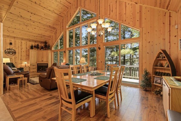 Main level living and dining area