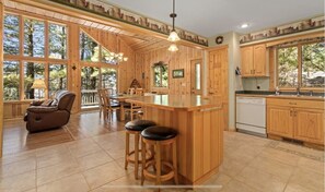 Kitchen island and dining 