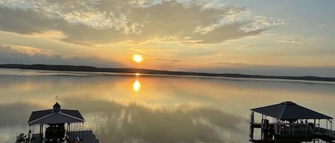 Sunrise and private dock. 