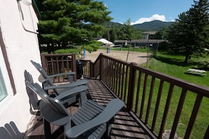 Adirondack chairs on the upper roof deck overlooking Smuggs