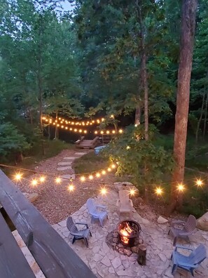 Look down into the valley.  View from the expansive deck