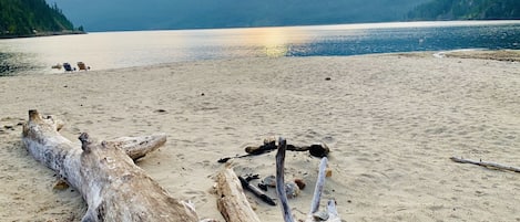 Our glorious white sandy beach on Mara Lake.