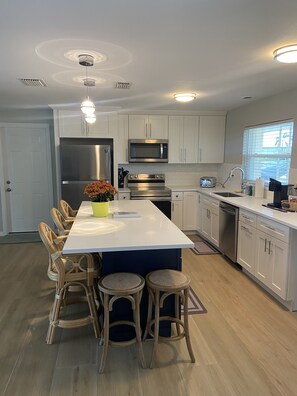 Newly renovated kitchen with large island 