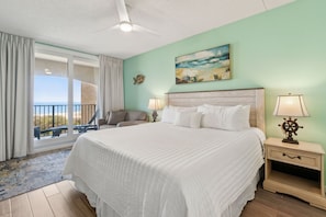Master Bedroom with Private Covered Balcony, Twin Sleeper and Flat Screen TV (King Bed)