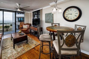 Dining area opens to living room.