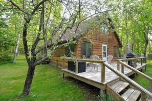 The large deck is your summer hangout spot:  perfect for enjoying morning coffee (or an afternoon cocktail...)