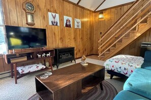 Such a great place to relax in front of the fireplace, with or without some tv entertainment.