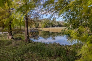 The dock & pond. Catch & release fishing, pond stocked w/ bass, catfish & perch 