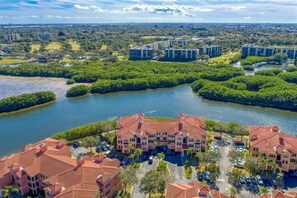 Aerial view of our condo building - ground floor, left unit