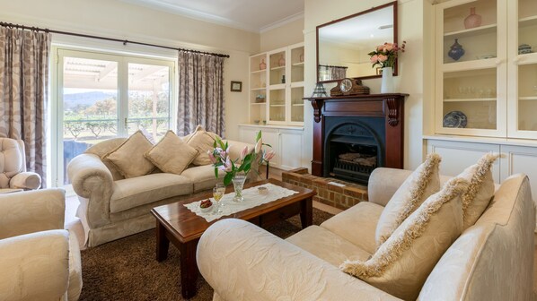 Cozy Living Room with Fireplace