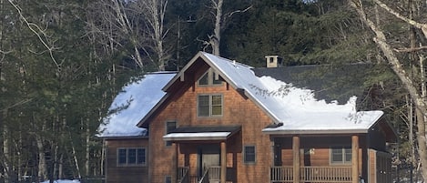 Sprawling timber lodge on private road