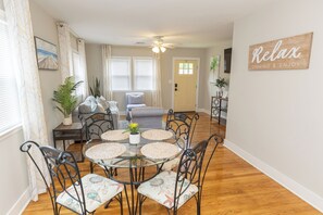 Relax, unwind, and enjoy a sit-down meal in our dining space after your adventures around town.