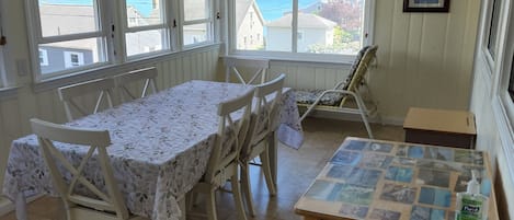 Front Porch, wall-to-wall windows to view the bay and Long Island Sound