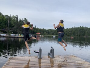 It's very deep off the end of the dock. Dive right in!