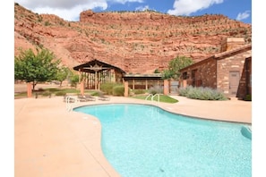 Swimming pool with incredible views. There is also an indoor pool and hot tub!