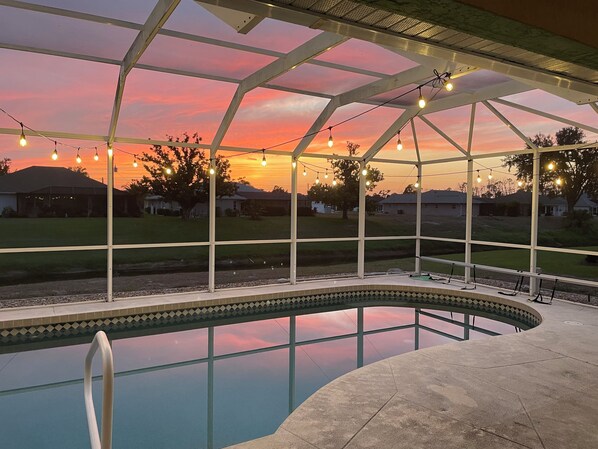 The pool at sunset
