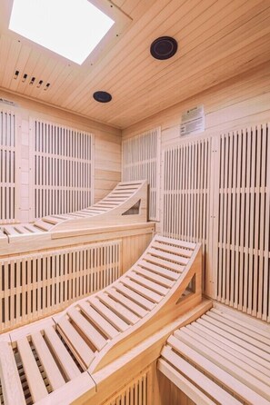 Relax and rejuvenate in our 6-person sauna.