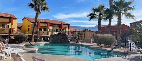 Beautiful outdoor pool and hot tub area