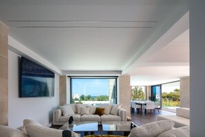 relaxing lounge with sofa seating and stunning views!