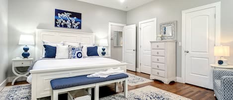 beautiful master bedroom with fireplace