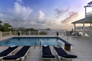 Hazy sunsets by the pool